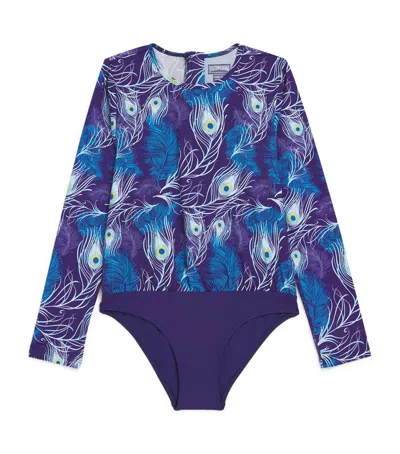 Vilebrequin Kids' Peacock Long-sleeve Swimsuit In Blue