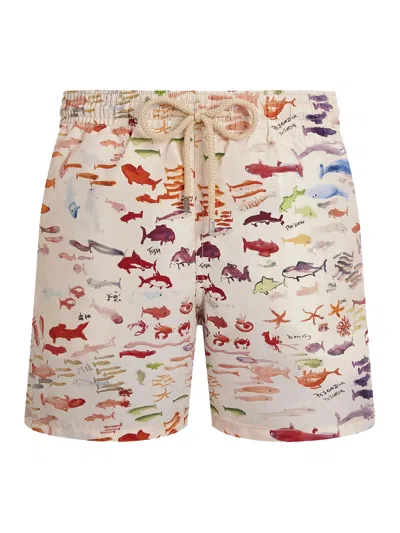 Vilebrequin X Fabrice Hyber Pescador 5.9 Watercolor Fish Swim Shorts In Multi