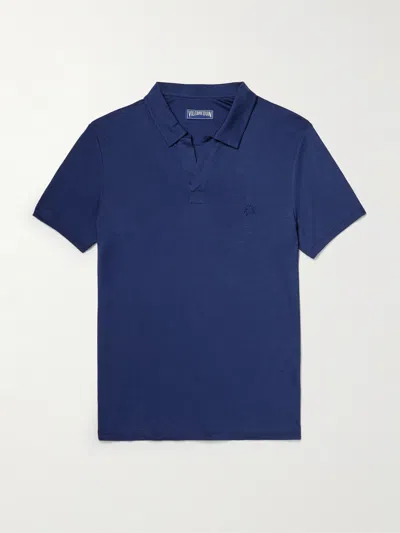Vilebrequin Organic Cotton Polo Shirt With Logo In Blue