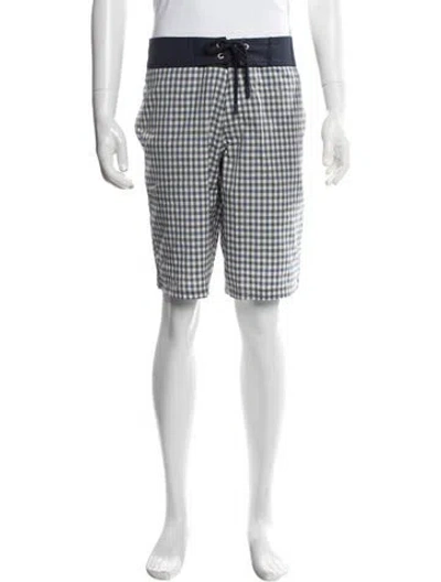 Pre-owned Vilebrequin Plaid Print Swim Trunks W/ Tags In Blue