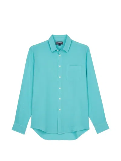 Vilebrequin Long Sleeve Linen Shirt In Blue