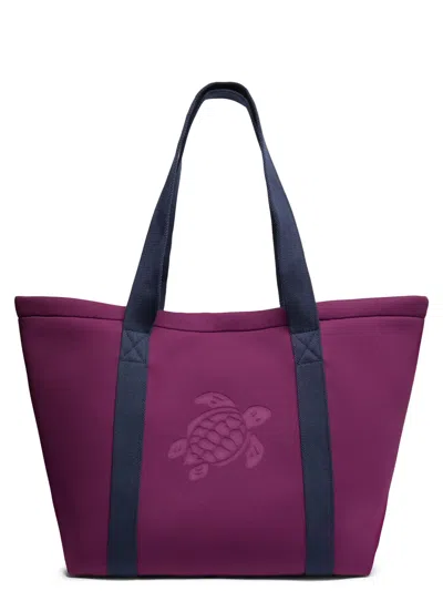 Vilebrequin Polyester Tote Bag With Embossed Turtle Logo In Burgundy