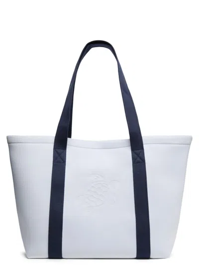 Vilebrequin Polyester Tote Bag With Embossed Turtle Logo In White