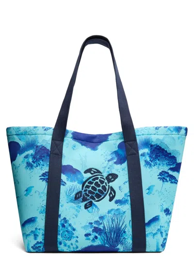 Vilebrequin Polyester Tote Bag With Marine Print In Light Blue