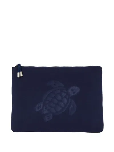 Vilebrequin Flat Pouch With Embossed Turtle Logo In Orange