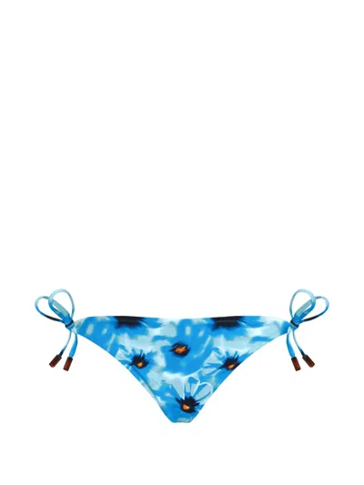 Vilebrequin Poppies Side-tie Bikini Bottom In Blue