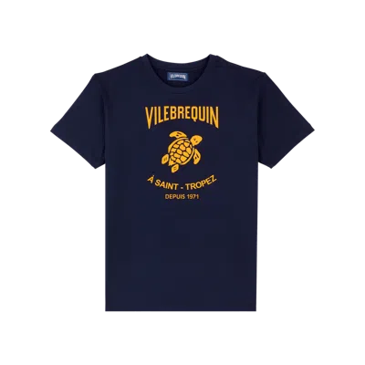 Vilebrequin Cotton Logo Print Portisol T-shirt In Navy