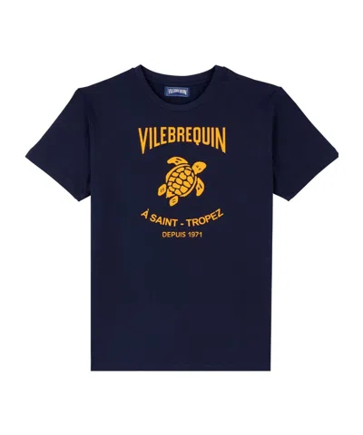 Vilebrequin Cotton Logo Print Portisol T-shirt In Navy