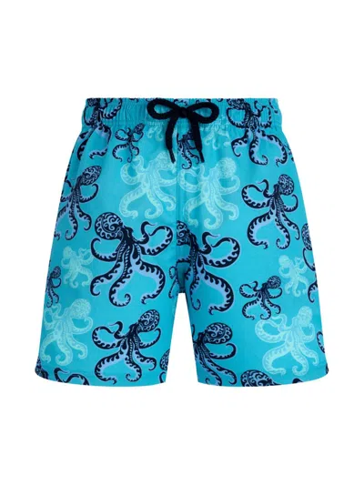 Vilebrequin Kids' Poulpes Stretch Swim Shorts In Blue