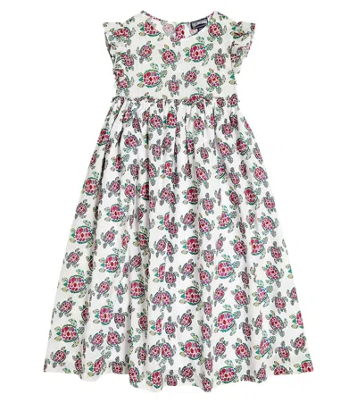 Vilebrequin Kids' Bedrucktes Kleid Aus Baumwolle In White