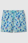 Vilebrequin Printed Drawstring Swim Shorts In Thalassa Blue Print