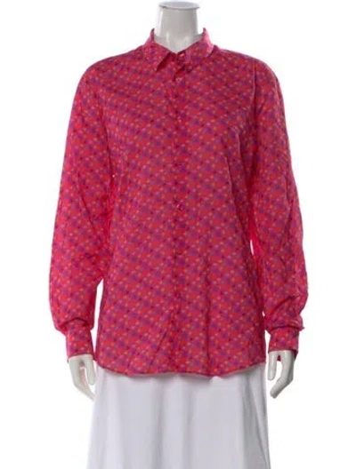 Pre-owned Vilebrequin Printed Long Sleeve Button-up Top In Pink