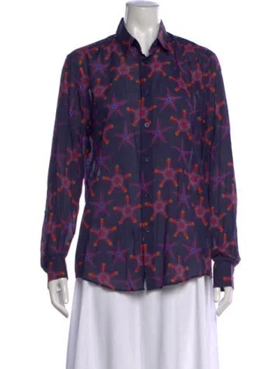 Pre-owned Vilebrequin Printed Long Sleeve Button-up Top W/ Tags In Purple