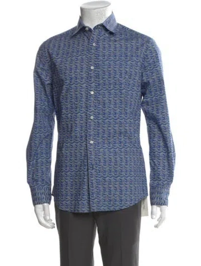 Pre-owned Vilebrequin Printed Long Sleeve Shirt In Blue