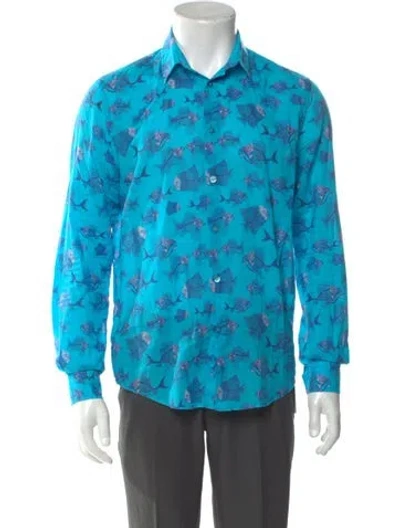 Pre-owned Vilebrequin Printed Long Sleeve Shirt In Blue