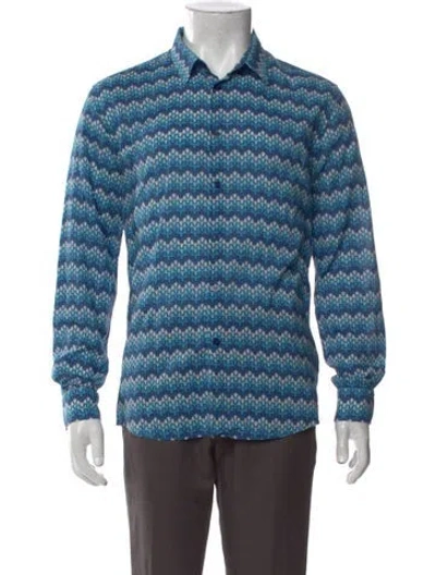 Pre-owned Vilebrequin Printed Long Sleeve Shirt In Blue