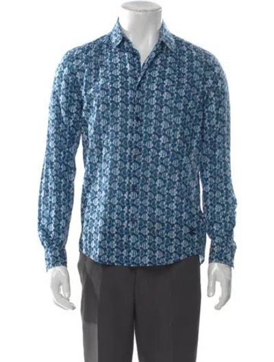 Pre-owned Vilebrequin Printed Long Sleeve Shirt In Blue