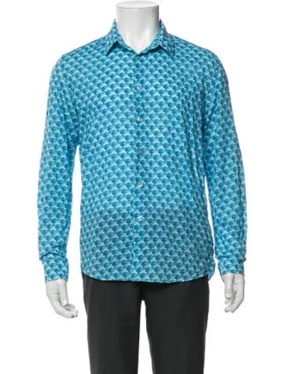 Pre-owned Vilebrequin Printed Long Sleeve Shirt In Blue