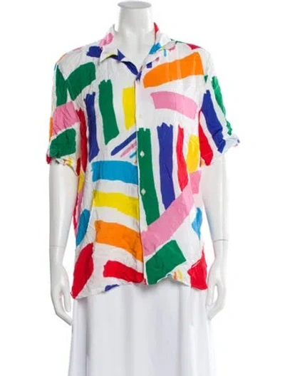 Pre-owned Vilebrequin Printed Short Sleeve Button-up Top In Multi