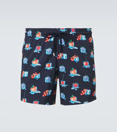 Vilebrequin Printed Swim Trunks In Black
