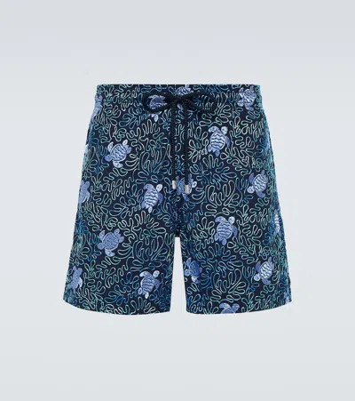 Vilebrequin Printed Swim Trunks In Blue