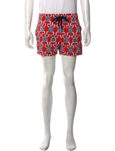 Pre-owned Vilebrequin Printed Swim Trunks In Red