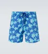 Vilebrequin Printed Recycled Polyamide Swim Shorts In Topaze Bleue