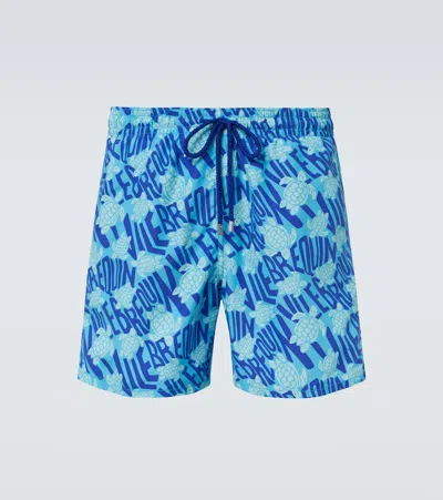 Vilebrequin Moorea Ronde Des Tortues Logo Swimsuit In Blue
