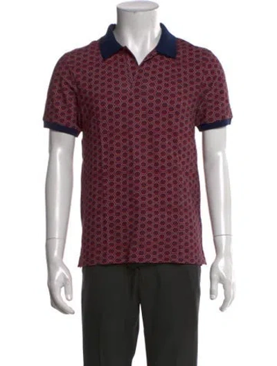 Pre-owned Vilebrequin Printed V-neck Polo Shirt In Blue