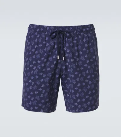 Vilebrequin Printed Wool Swim Trunks In Blue