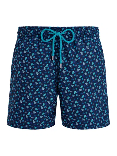 Vilebrequin Micro Ronde Des Tortues Rainbow Longer Length Swim Shorts In Blue