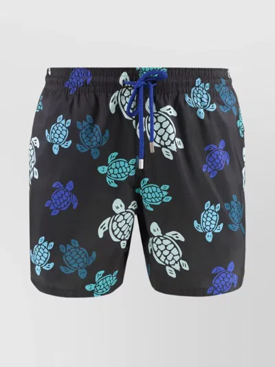 Vilebrequin Recycled Materials Printed Swim Trunks In Black