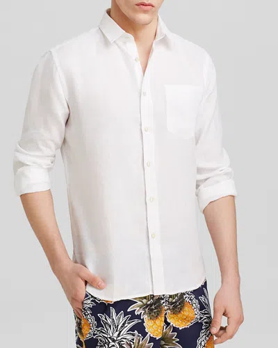 Vilebrequin Regular Fit Long Sleeve Linen Button Down Shirt In White