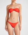 Vilebrequin Women's Vichy Waffle-knit Bandeau Bikini Top In Coquelicot