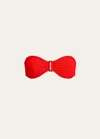 Vilebrequin Women's Vichy Waffle-knit Bandeau Bikini Top In Coquelicot