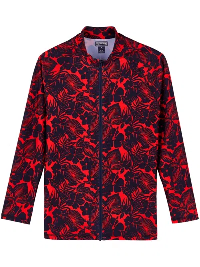Vilebrequin Flower Long-sleeve Rashguard In Red