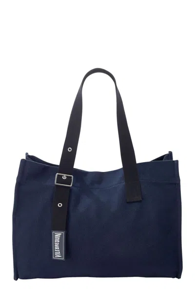 Vilebrequin Roll-up Cotton Beach Bag With Adjustable Shoulder Strap In Blue