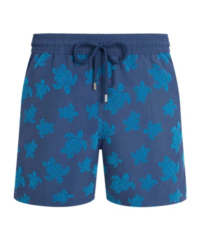 Vilebrequin Moorea Straight-leg Mid-length Printed Recycled Swim Shorts In Blue