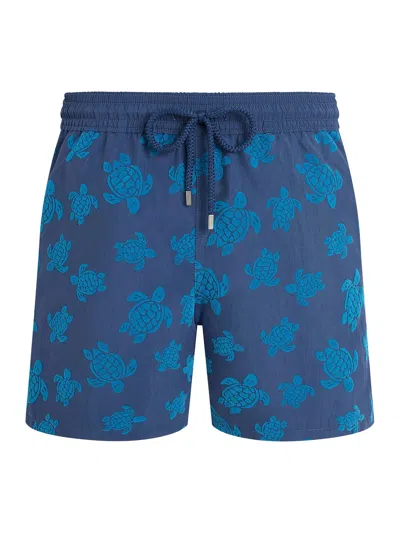 Vilebrequin Moorea Straight-leg Mid-length Printed Recycled Swim Shorts In Blue