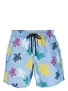 Vilebrequin Ronde Des Tortues-print Drawstring Swim Shorts In Blau