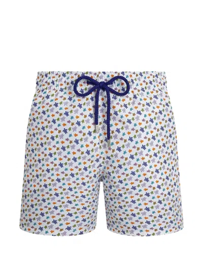 Vilebrequin Moorea Straight-leg Mid-length Printed Swim Shorts In White