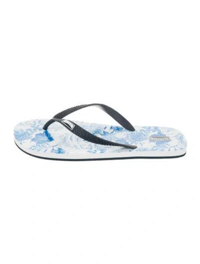 Pre-owned Vilebrequin Rubber Floral Print Flip Flops In Blue