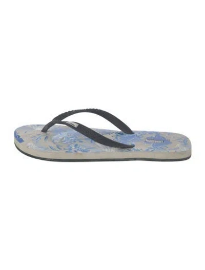 Pre-owned Vilebrequin Rubber Floral Print Flip Flops In Blue