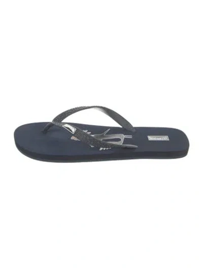 Pre-owned Vilebrequin Rubber Graphic Print Flip Flops In Blue