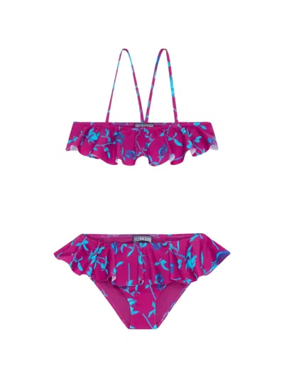Vilebrequin Kids' Ruffled Floral Bikini In Animal Print