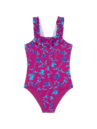 Vilebrequin Kids' Ruffled Floral Swimsuit In Pink