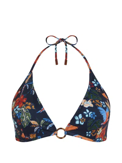 Vilebrequin Salva Floral-print Bikini Top In Blue