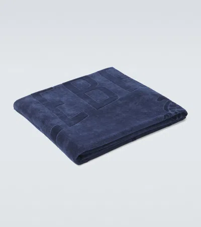 Vilebrequin Sand Logo Cotton Terry Beach Towel In Blue