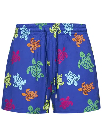 Vilebrequin Tortues Multicolor Elasticized Men`s Swim Shorts In Blue