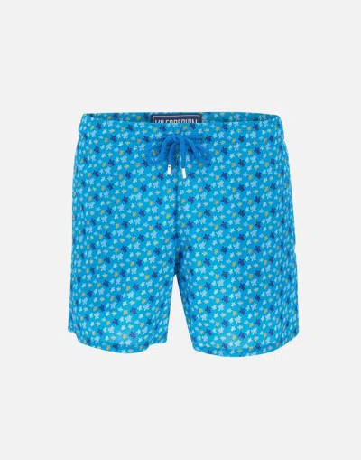 Vilebrequin Foldable Turtle Print Swim Shorts In Bleu Hawai